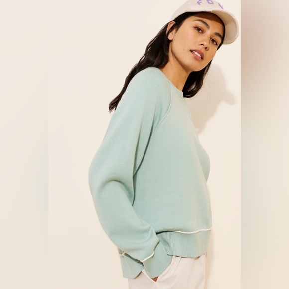NWT! Anthropologie Green The Oaklyn Cozy Crew-Neck Sweatshirt - Size XL 🐬 - Picture 4 of 8